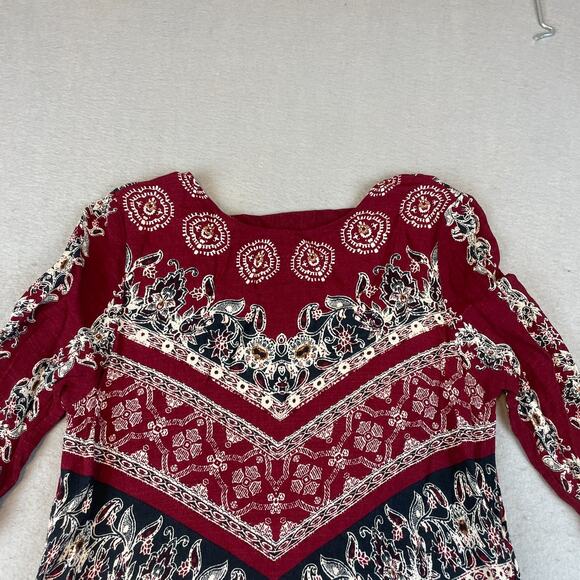 Free People Smooth Talker Womens Sz XS Boho Mini Dress Red - Picture 4 of 12